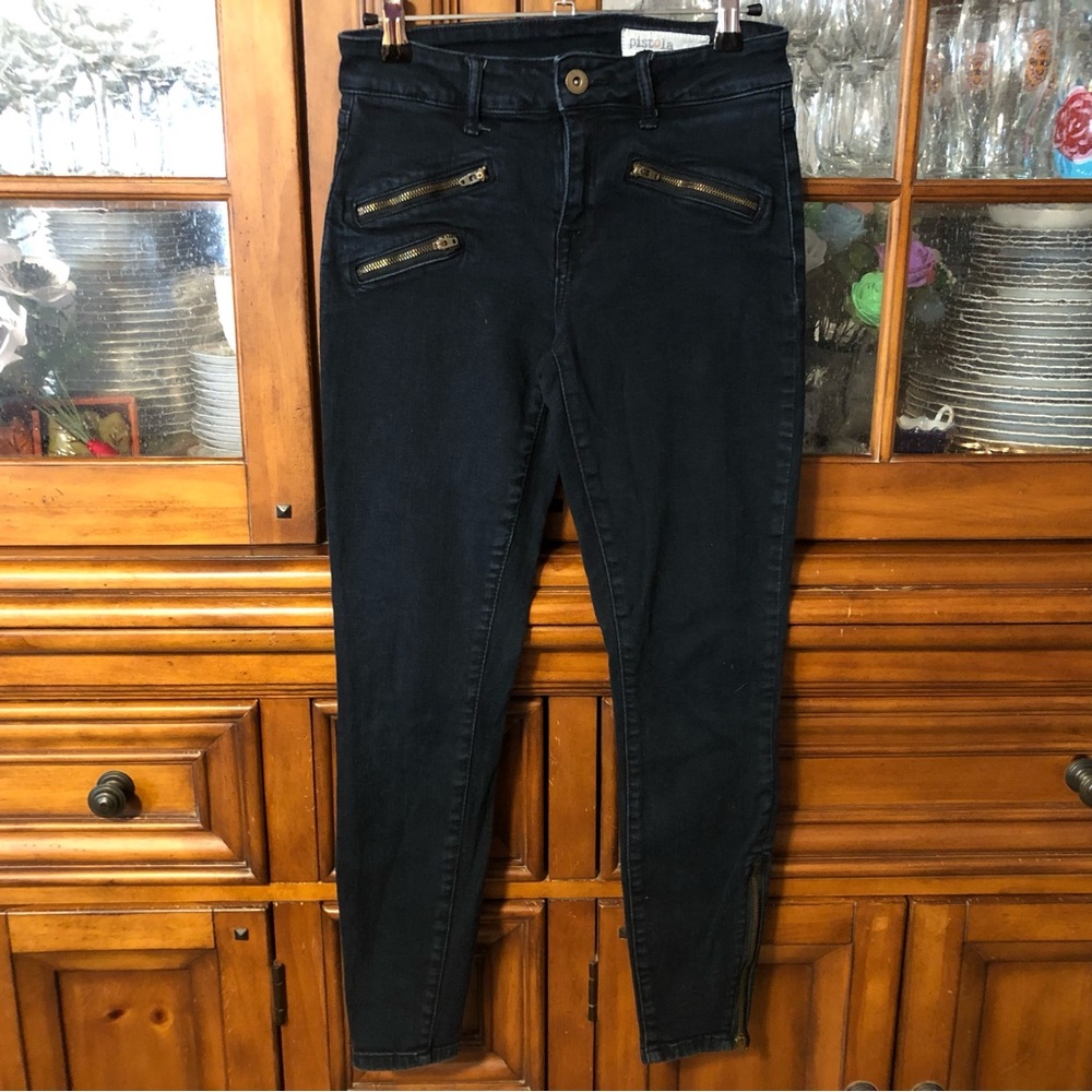 EUC Pistola Skinny Zipper Hem Jeans